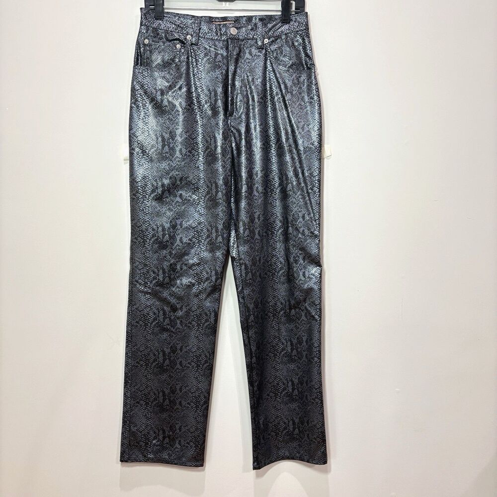 YMLA Snakeskin Pants Women 30 Gray Y2K 90s Mod Disco Hip Hop Retro Clubwear Rave